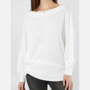 💜We the Free People Willow Thermal Sweater Top XS White Tunic Dolman Slouchy
